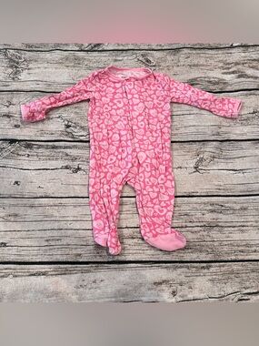 Magnetic Me Pink Modal Heart-Print Magnetic Closured Footed One-Piece Newborn